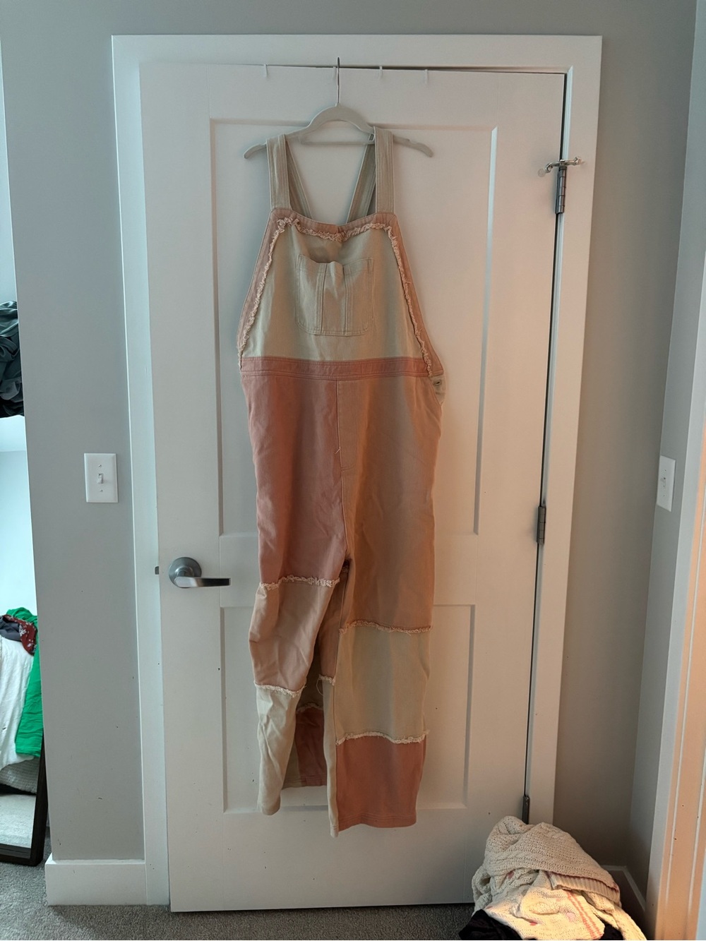 ARULA Two-Tone Patchwork Jumpsuit in Beige & Peach